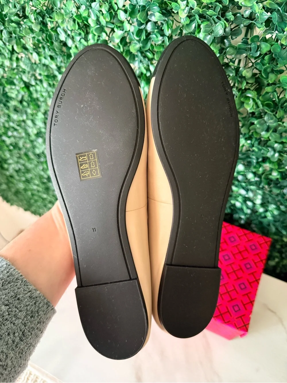 Tory Burch Chelsea Cap Toe Ballet Flats - Cream and Black Leather Size 11 New